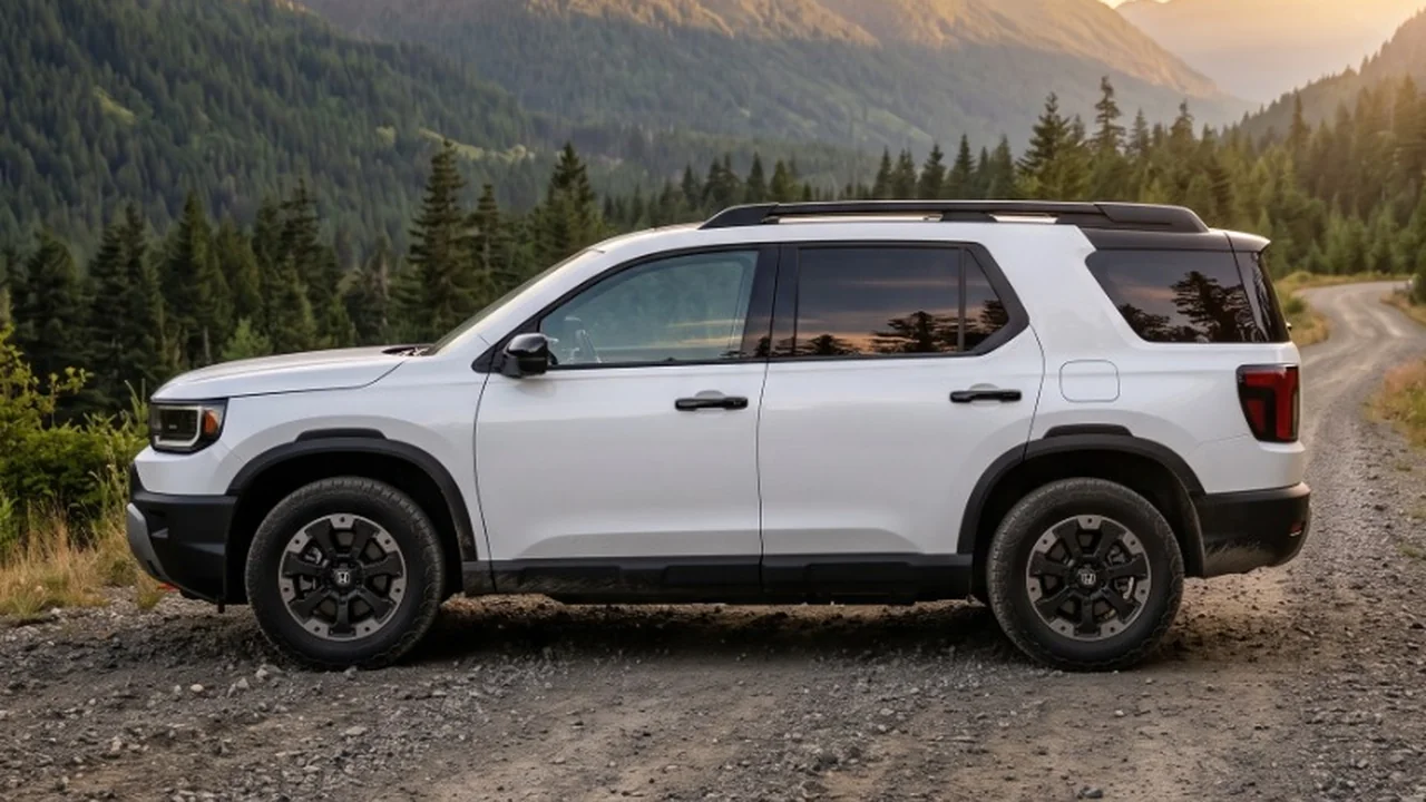 2026 Honda Passport TrailSport side profile overlooking alpine mountain valley