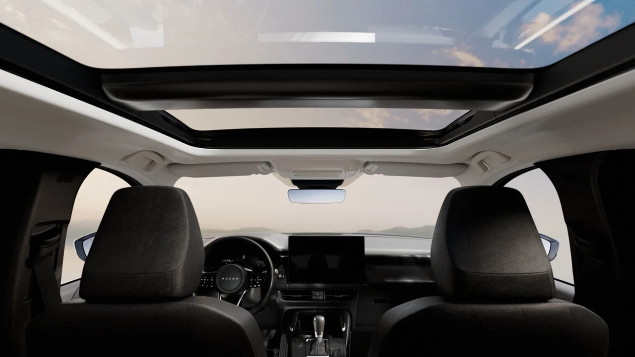 2026 Mazda CX-5 interior and panoramic moonroof