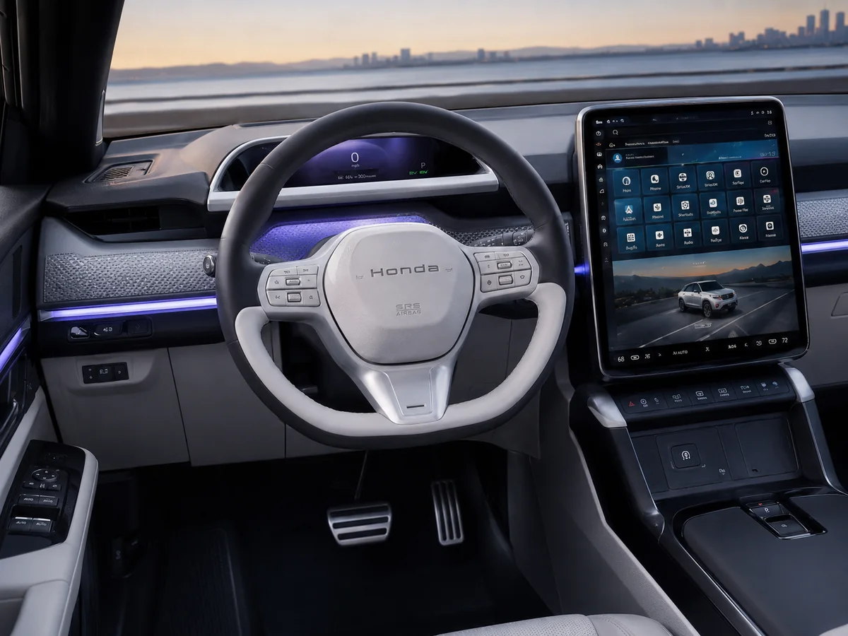 AI-generated concept illustration imagining a future Honda CR-V dashboard and display