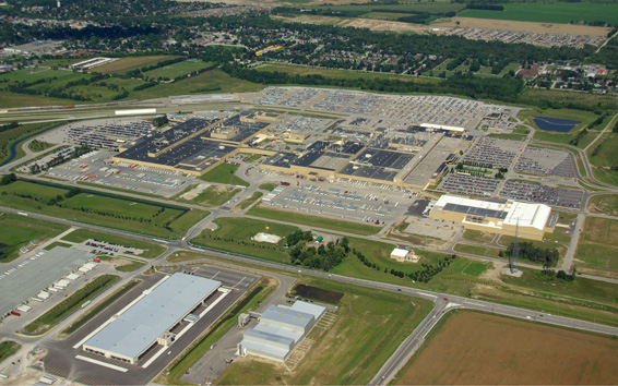 Aerial view of Honda of Canada Manufacturing in Alliston, Ontario