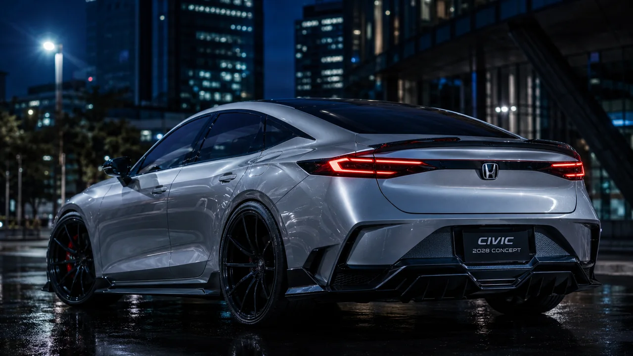 Unofficial next-generation Honda Civic concept rendering from the rear three-quarter angle