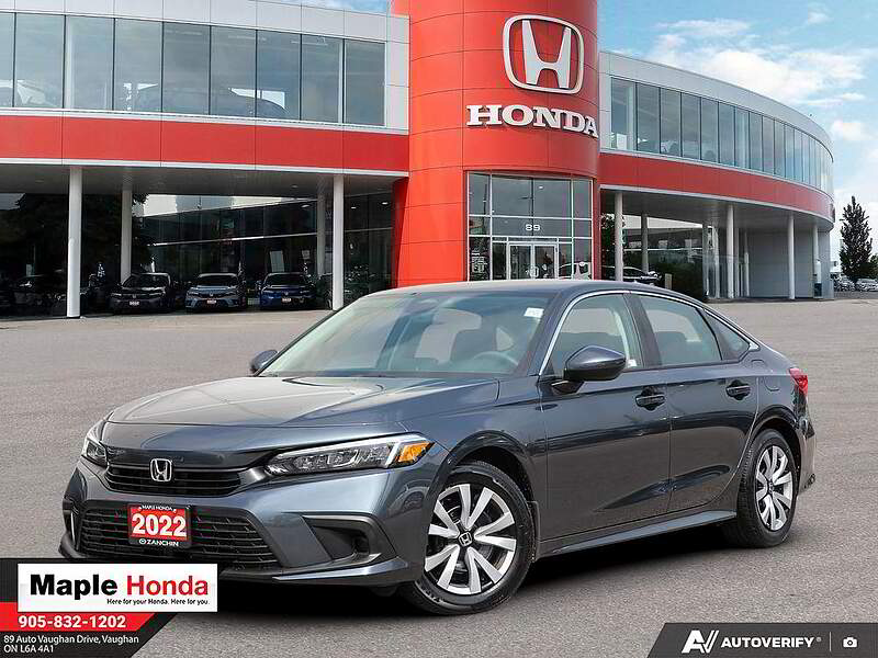 2022 Honda Civic LX 灰色 车头四分之三视角，旺市 Maple Honda 实拍