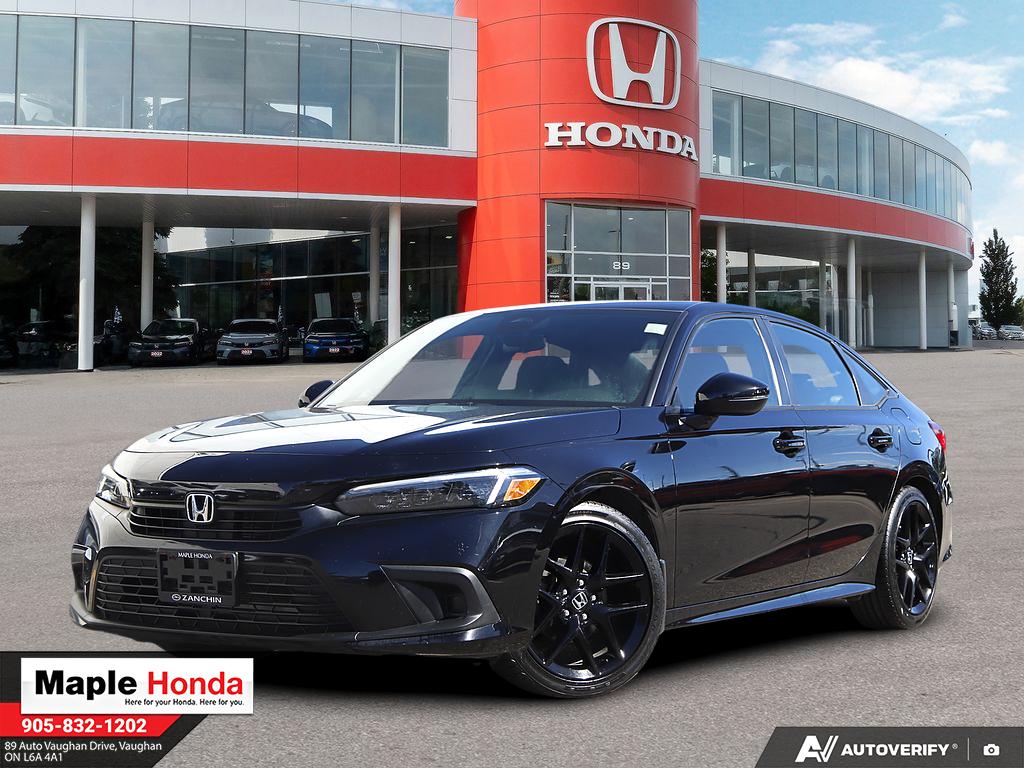 2023 Honda Civic Sport in Black — front three-quarter view on the lot at Maple Honda in Vaughan