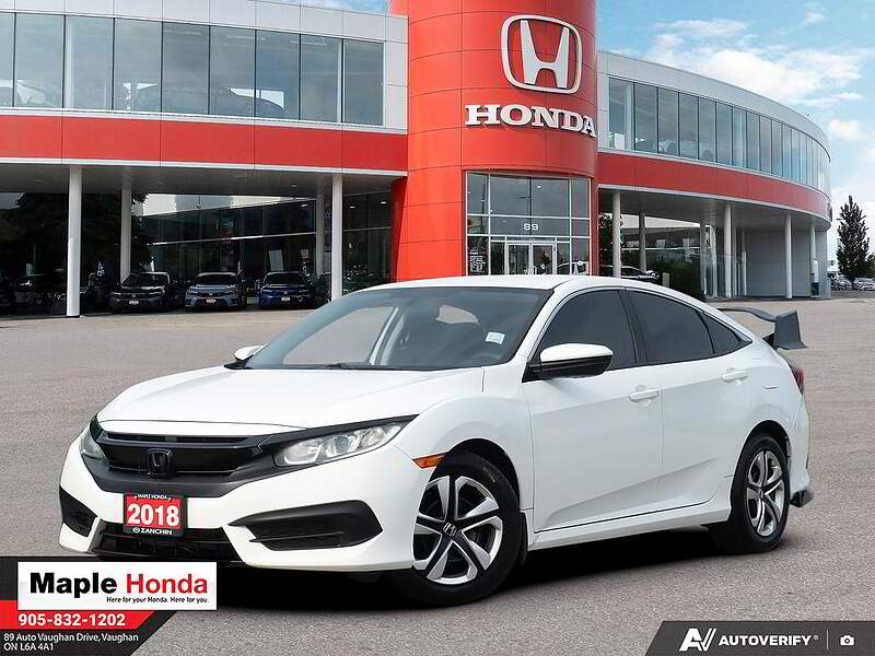 2018 Honda Civic LX 白色 车头四分之三视角，旺市 Maple Honda 实拍