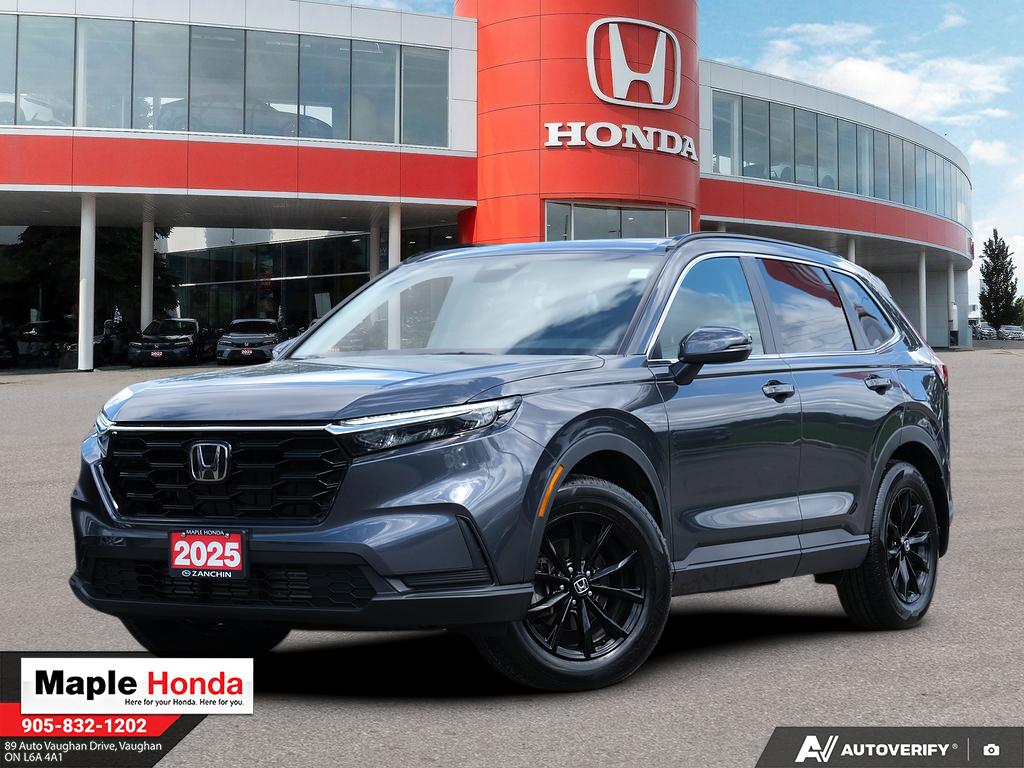 2025 Honda CR-V Sport AWD in Grey — front three-quarter view on the lot at Maple Honda in Vaughan