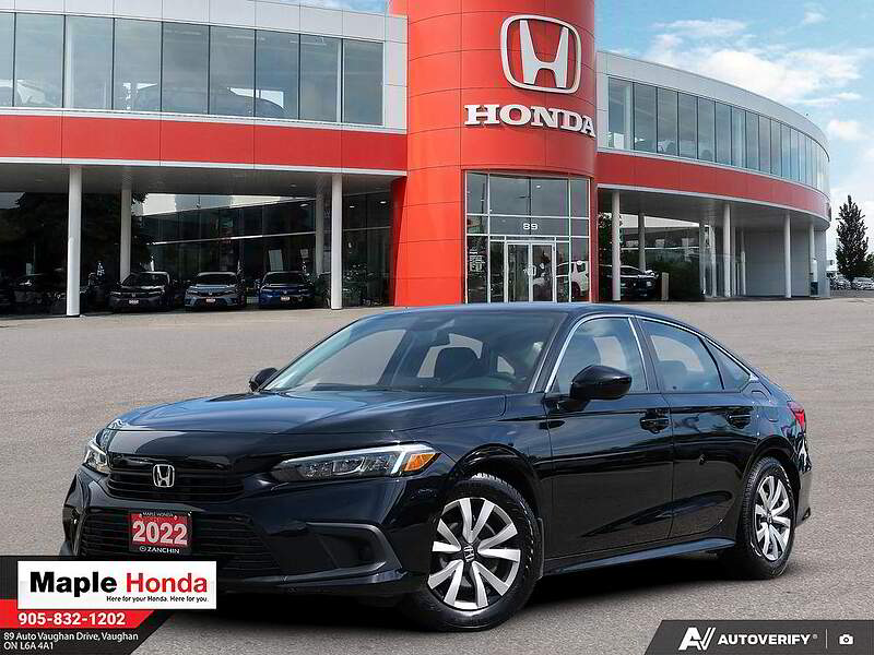 2022 Honda Civic LX 黑色 车头四分之三视角，旺市 Maple Honda 实拍