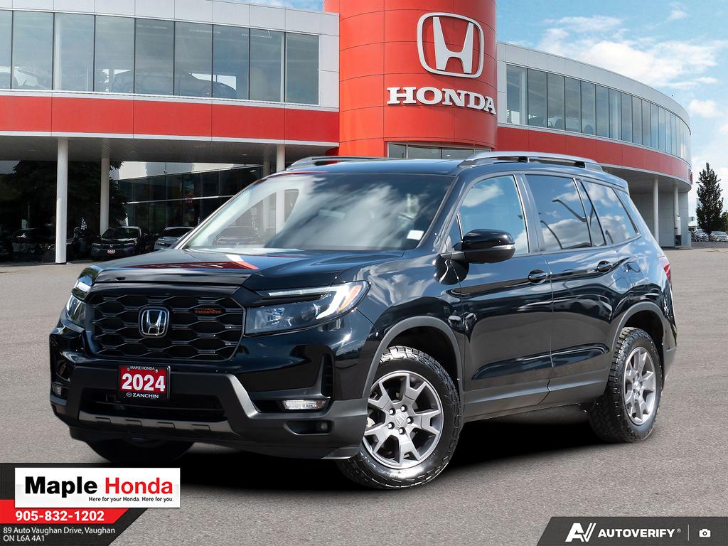 2024 Honda Passport TrailSport in Black — front three-quarter view on the lot at Maple Honda