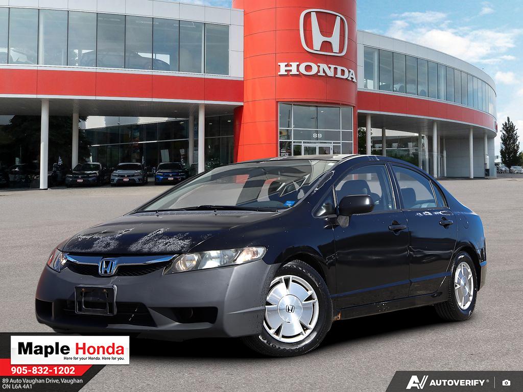 2009 Honda Civic DX-G in Black — front three-quarter view on the lot at Maple Honda in Vaughan