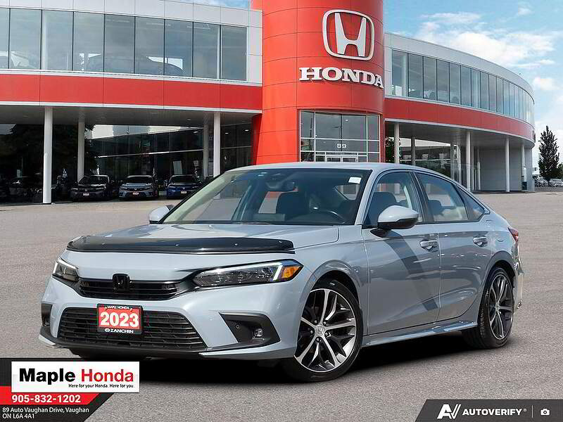 2023 Honda Civic Touring 灰色 车头四分之三视角，旺市 Maple Honda 实拍