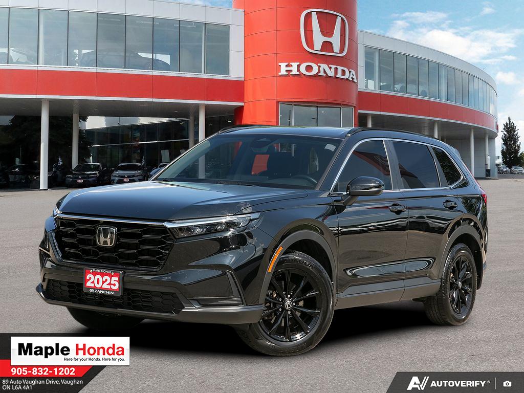 2025 Honda CR-V Sport AWD in Black — front three-quarter view on the lot at Maple Honda in Vaughan