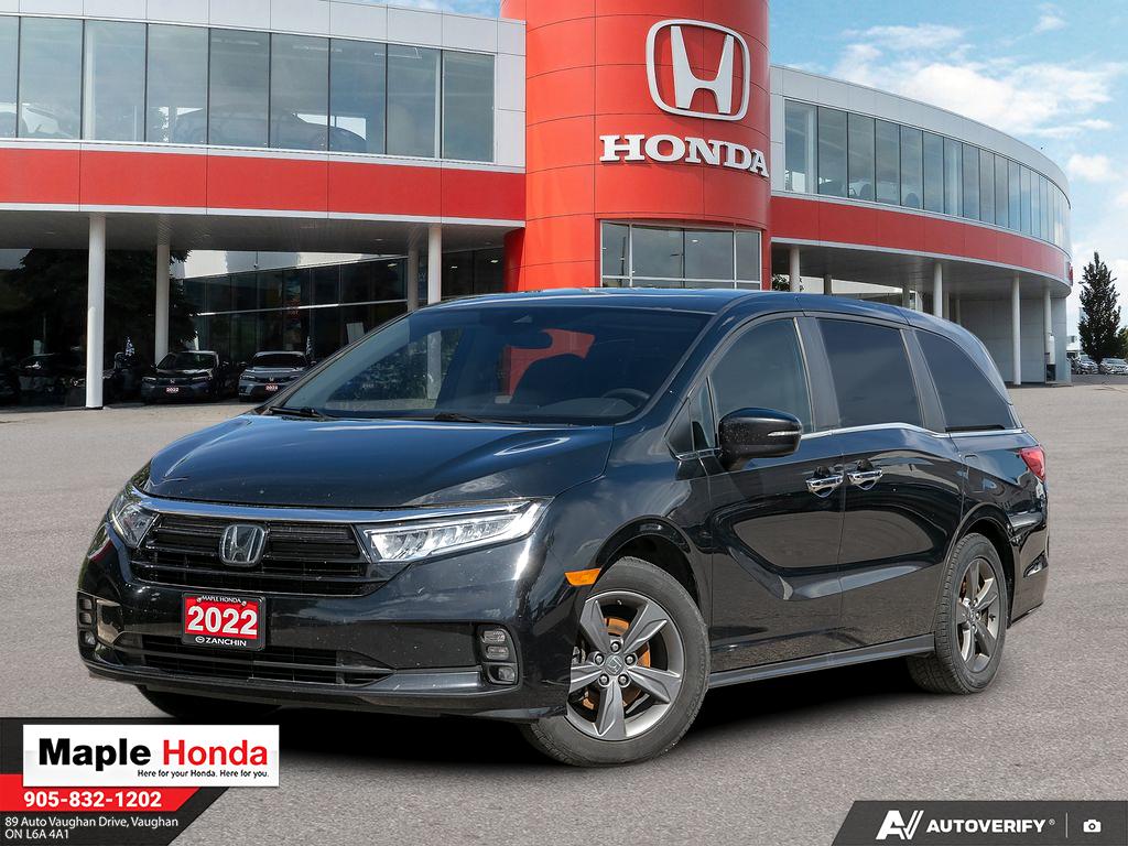 2022 Honda Odyssey EX-RES in Black — front three-quarter view on the lot at Maple Honda in Vaughan