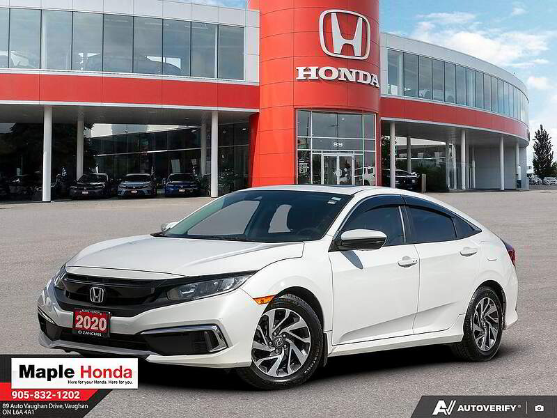 2020 Honda Civic EX 白色 车头四分之三视角，旺市 Maple Honda 实拍