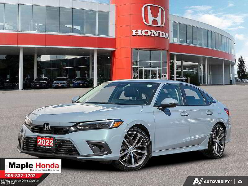 2022 Honda Civic Touring 灰色 车头四分之三视角，旺市 Maple Honda 实拍