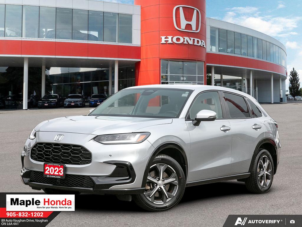2023 Honda HR-V EX-L Navi AWD in Silver — front three-quarter view on the lot at Maple Honda in Vaughan