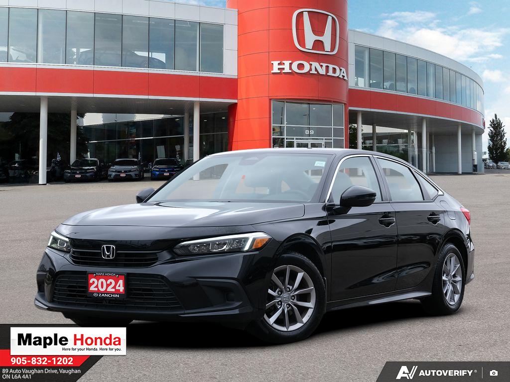 2024 Honda Civic EX in Black — front three-quarter view on the lot at Maple Honda in Vaughan